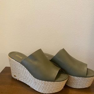 Michael Kors, olive mules, 8.5